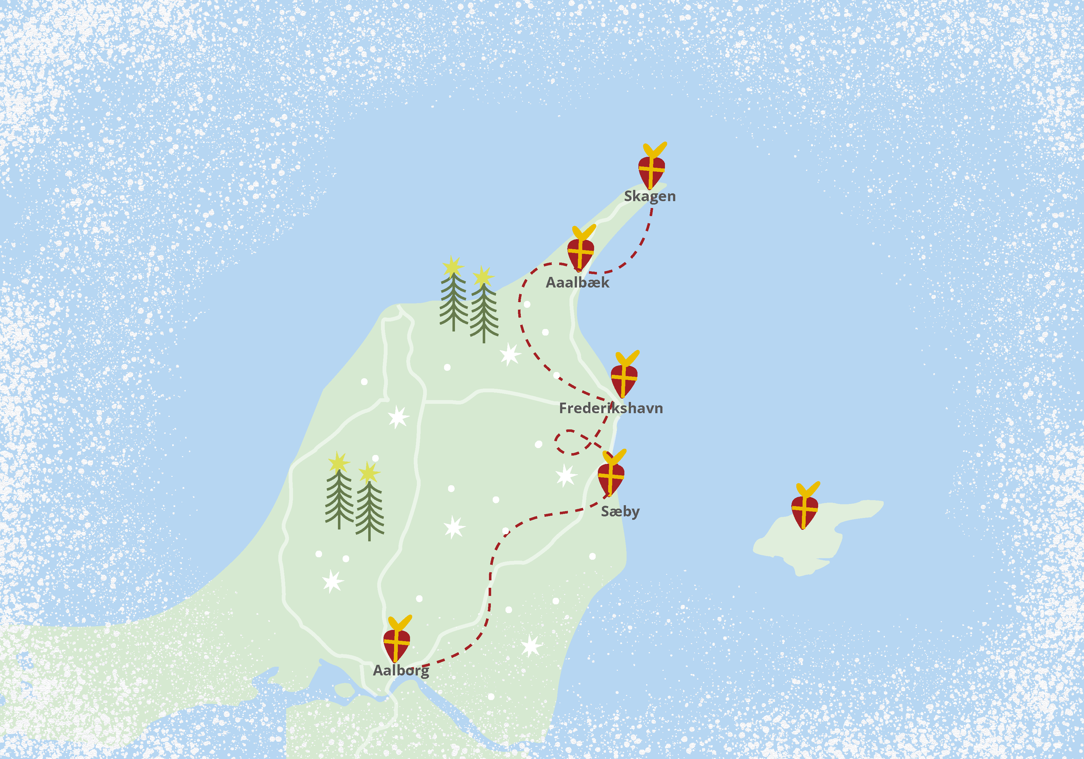 Julemandskort over nordjylland