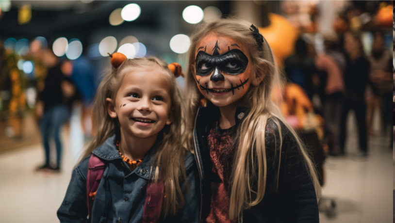 To piger med halloween ansigtsmaling